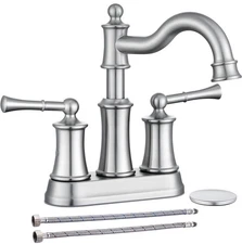 Roman Bathroom Sink Faucet Deck Mount or Wall Mount Installation Pop-up Drain...