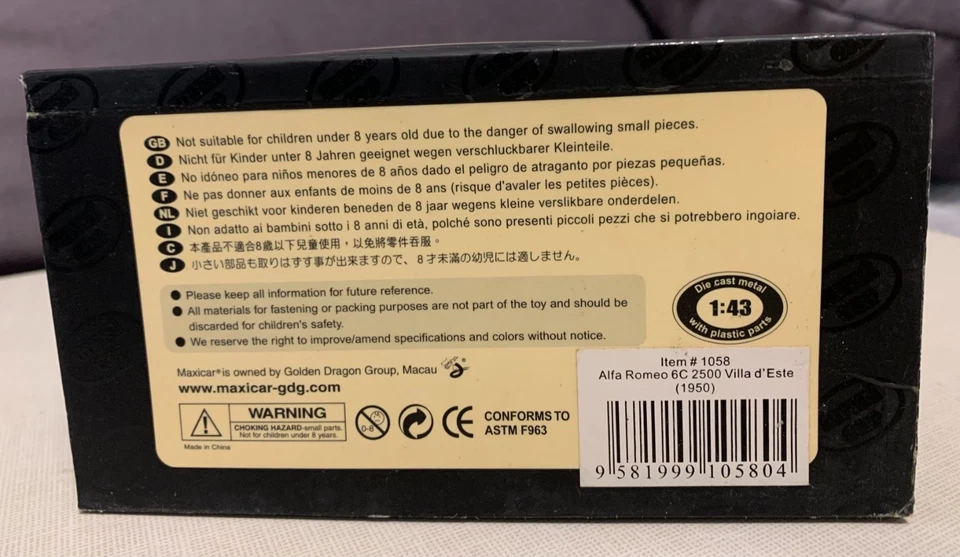 6C 2500 VILLA D'ESTE (1950)-MAXI CAR-DIE CAST-SCALA 1:43 - DA COLLEZIONE - Immagine 4 di 4
