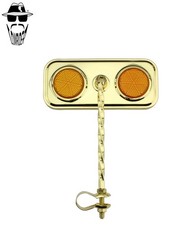 1x ORIGINAL LOWRIDER Rectangle Gold Mirror Single Square Twisted Amber Reflector