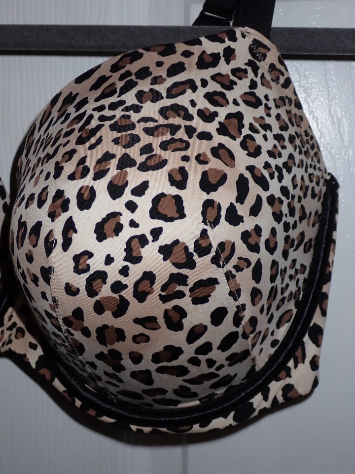 Sujetador Lane Bryant Cacique Talla 38F Suave Boost Push-Up Estampado Leopardo Borde Negro Foto 3 de 4