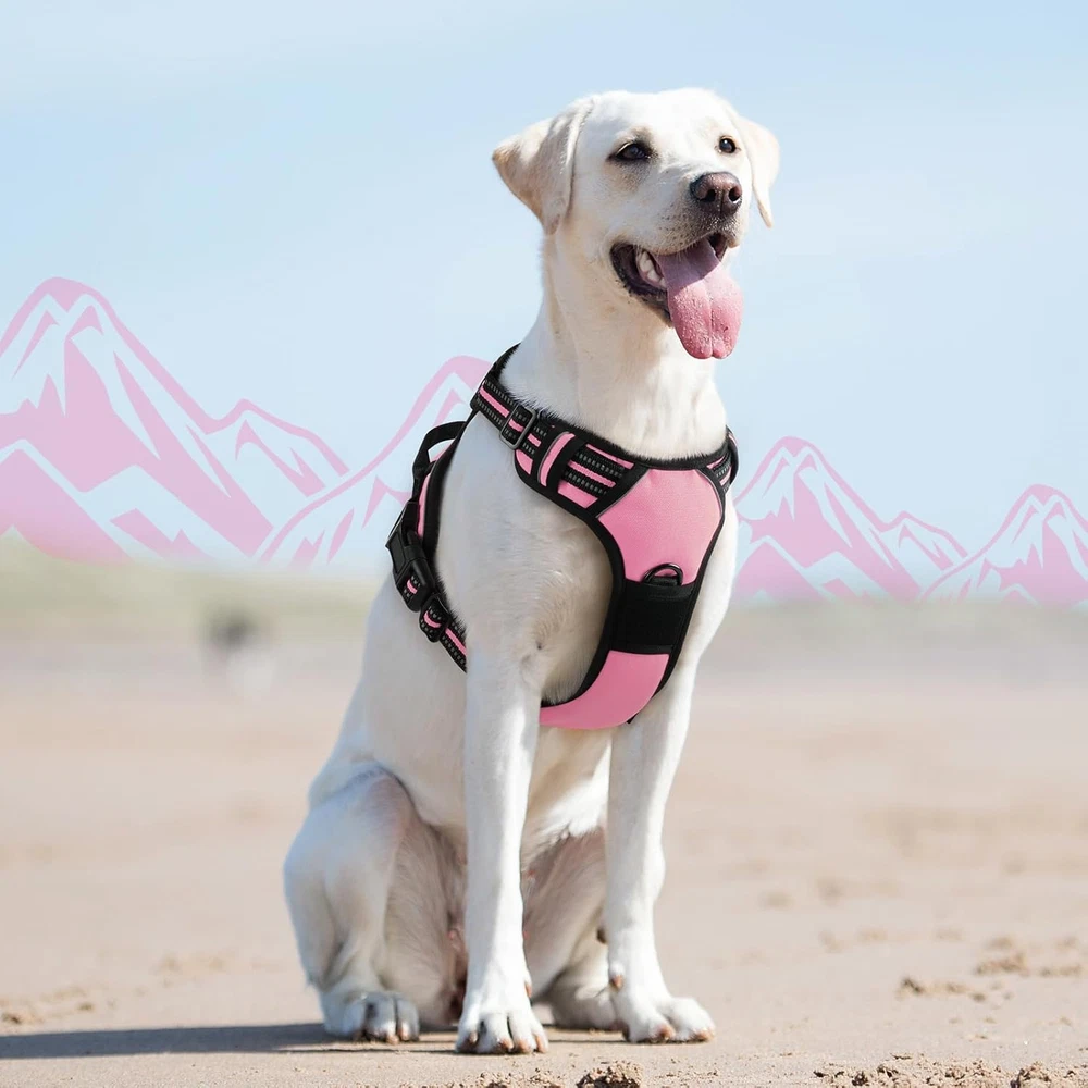 Dog Harness for Large Dogs, No Pull Service Vest with Reflective Strips and Cont
