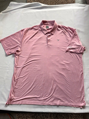 Callaway Opti-Dri Men's 3XLT Short Sleeve Pink/White Houndstooth Golf Polo