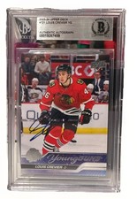 Louis Crevier signed Blackhawks 23-24 UD Young Guns Card Beckett 721 00019287459