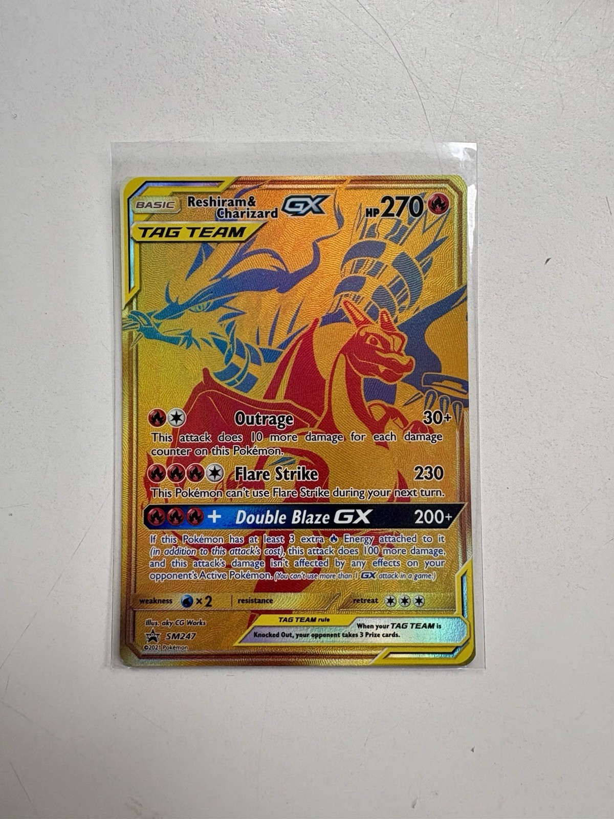 2021 Pokemon Sun & Moon Black Star RESHIRAM & CHARIZARD GX Promo Tag Team SM247