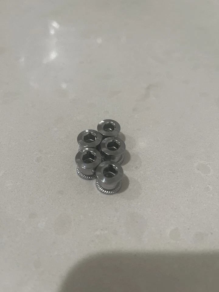 JUEGO DE 5 PERNOS DE ANILLO DE CADENA PLATA BMX FIXIE BICICLETA DE PISTA MTB Carretera M8 6.5 Foto 3 de 4