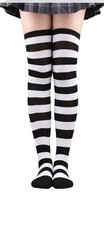 Women Stripe Over The Knee Thigh High Socks Casual Long Hosiery Stockings 2 Pair