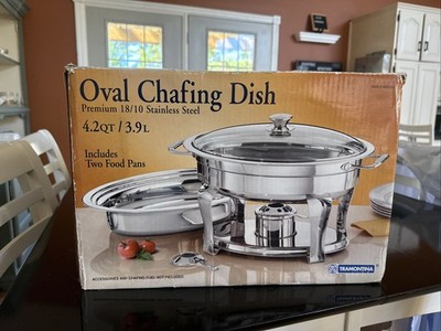 Tramontina Oval Chafing Dish Premium 18/10 Stainless Steel 4.2 Qt Warmer