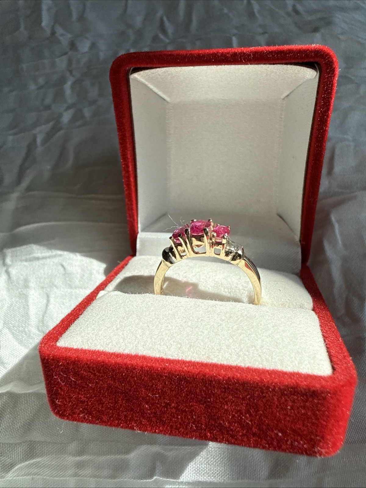 Red-Pinkish Ruby Ring In 10k Solid Gold. - image 8