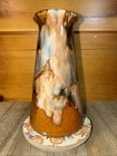 Vintage Brush McCoy Arts & Crafts Pottery Brown Blue Drip Glaze 6.5" Vase #746