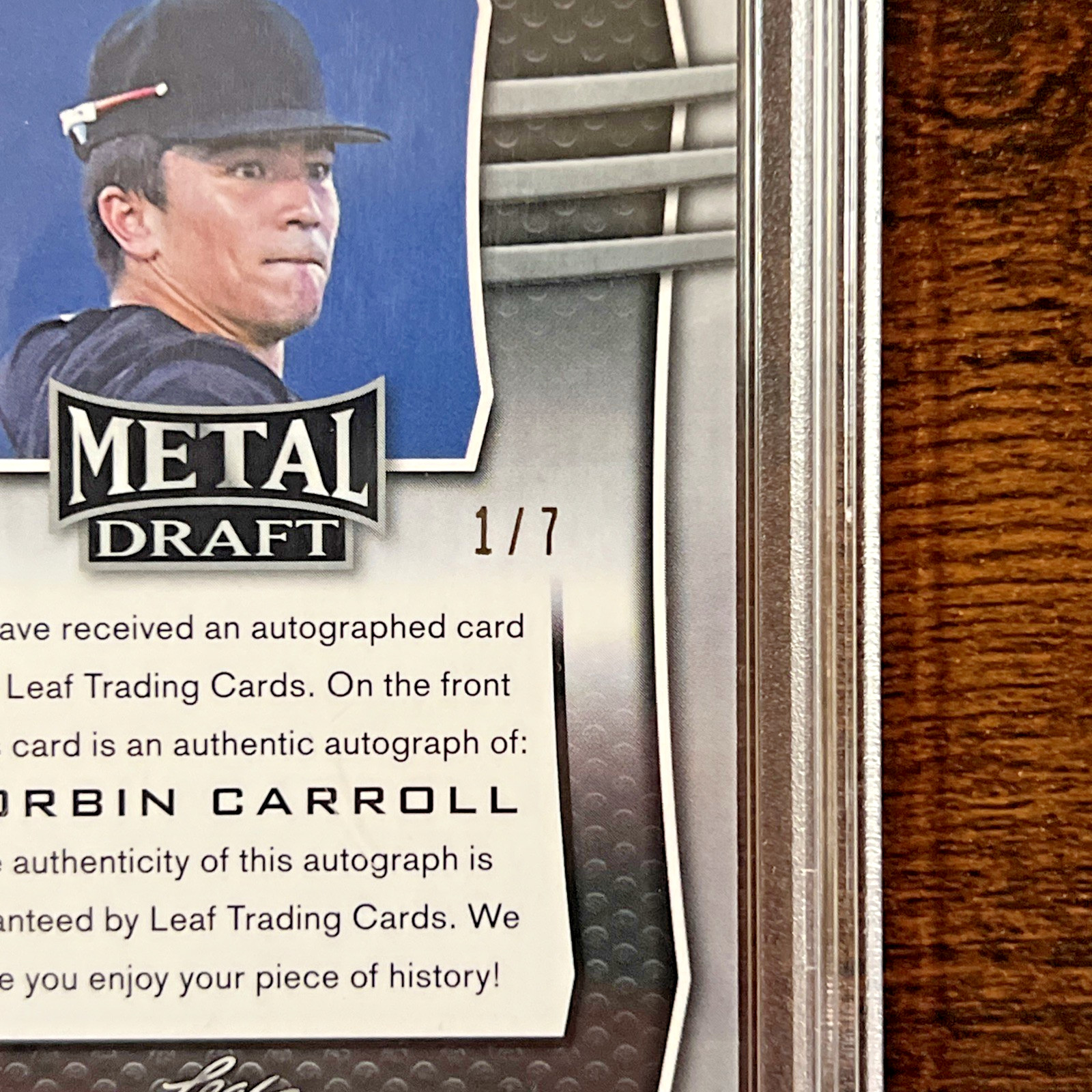 2019 Leaf Metal DRAFT  CORBIN CARROLL Black Wave Auto 1/7 -PSA 10/10 view 3