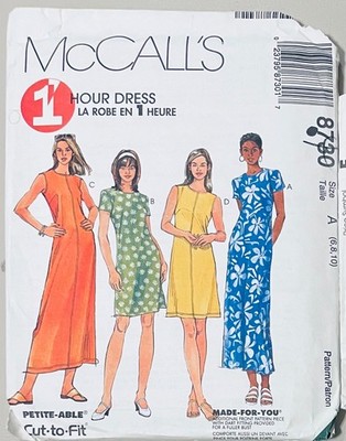MCALLS PATTERN 8730 SIZE 6-10 PETITE ADJ  1 HR 2 LENGTH SEMI FIT DRESS CUT 2 FIT