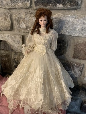 Bisque Doll Artist French Fashion Bride Doll 18  Wedding Gown Brunette