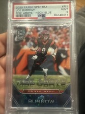 2020 Panini Spectra Joe Burrow Rise Above Neon Blue Prizm Rookie /50 PSA 9 Pop 9