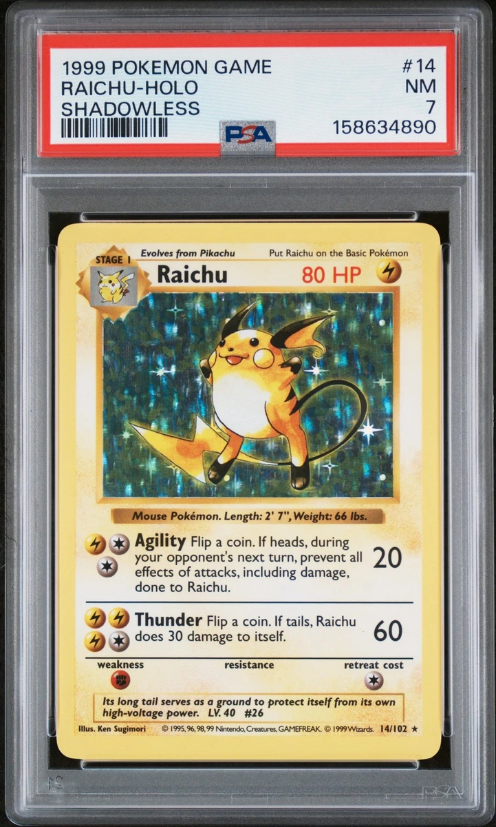 Raichu Pokémon TCG Shadowless Individual Collectible Card Game