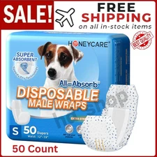 50 Pack Waist Disposable Dog Diapers Male wraps Belly Bands Pet Soft(Small Size)