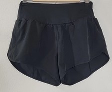 Women s Black Athletic Running Shorts Medium High Waist Zip Pocket Lined