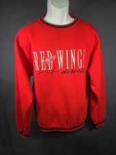 VTG Logo 7 Detroit Red Wings Embroidered Logo Crewneck Sweatshirt Size Large
