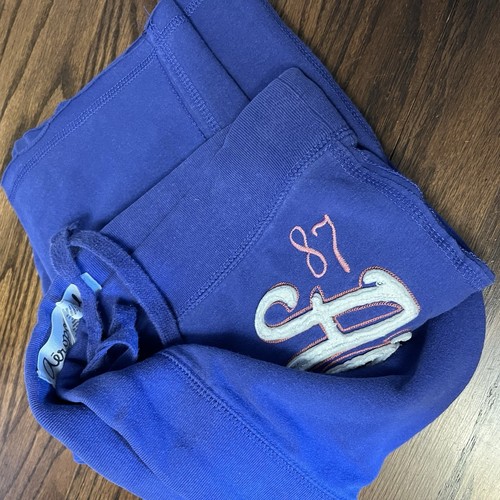 Y2K Aeropostale Flare Leg Sweatpants L Blue Logo Fleece Comfort Casual Stretch - Picture 10 of 10