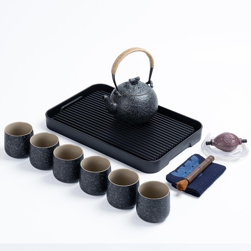 Complete Japanese Tea Set with Teapot, Cups, & Stylish Multifunctional Tray - Picture 3 of 10