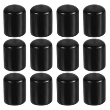 12Pack 13/16" ID Round Rubber End Caps Flexible Rubber Bolts Cover Caps Black