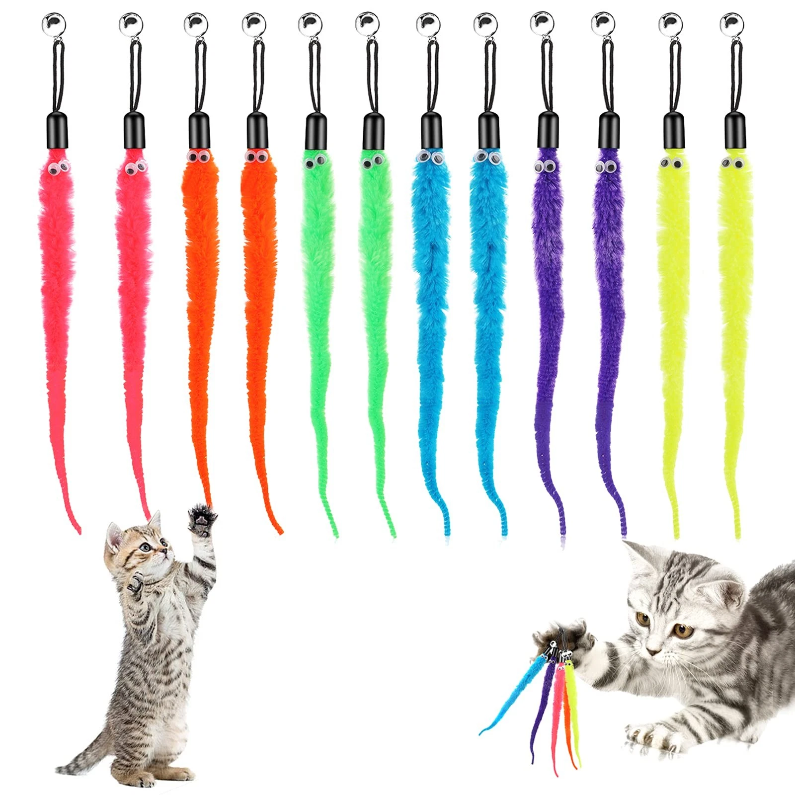 Cat Toys, Interactive Cat Toys, Colorful Cloth Ribbon Stands, Cat Sc...