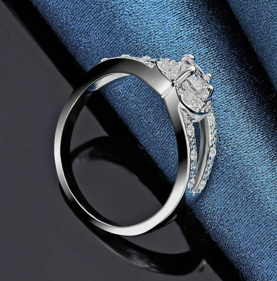 Anillos Sortijas Argollas de Compromiso Matrimonio Plata 925 Para Mujer Joyeria - Image 4 of 4