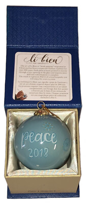 Pier 1 Imports 2018 Peace Christmas Dove Ornament Li Bien Blue NEW