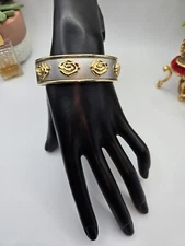 Roses Detailed Baroque Polished Gold And Silver Hardware Bracelet Unbranded