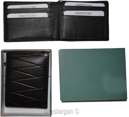 Hombre Cartera RFID Cuero Genuino Cartera Doble Cartera 12 Tarjetas de Crédito Nuevo en Caja - Imagen 3 de 12