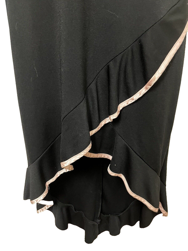 Vtg Y2K 90s Halter Midi Dress S Blk Pink Ruffle Asymmetric Fairycore Whimsigoth - Picture 3 of 6