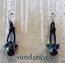 NWT Sundance Catalog Garnet Lapis Pearl “Roundup Earrings” $98