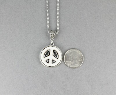 cream Silver peace necklace silver chain 18-21
