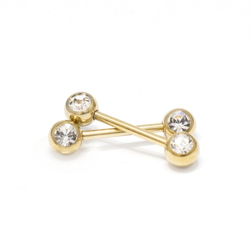 14G Nipple Ring Anodized Titanium Nipple Piercing Barbell Front Facing Clear CZ - Picture 9 of 25