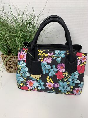 Christian Siriano Floral Black Handbag Purse Satchel