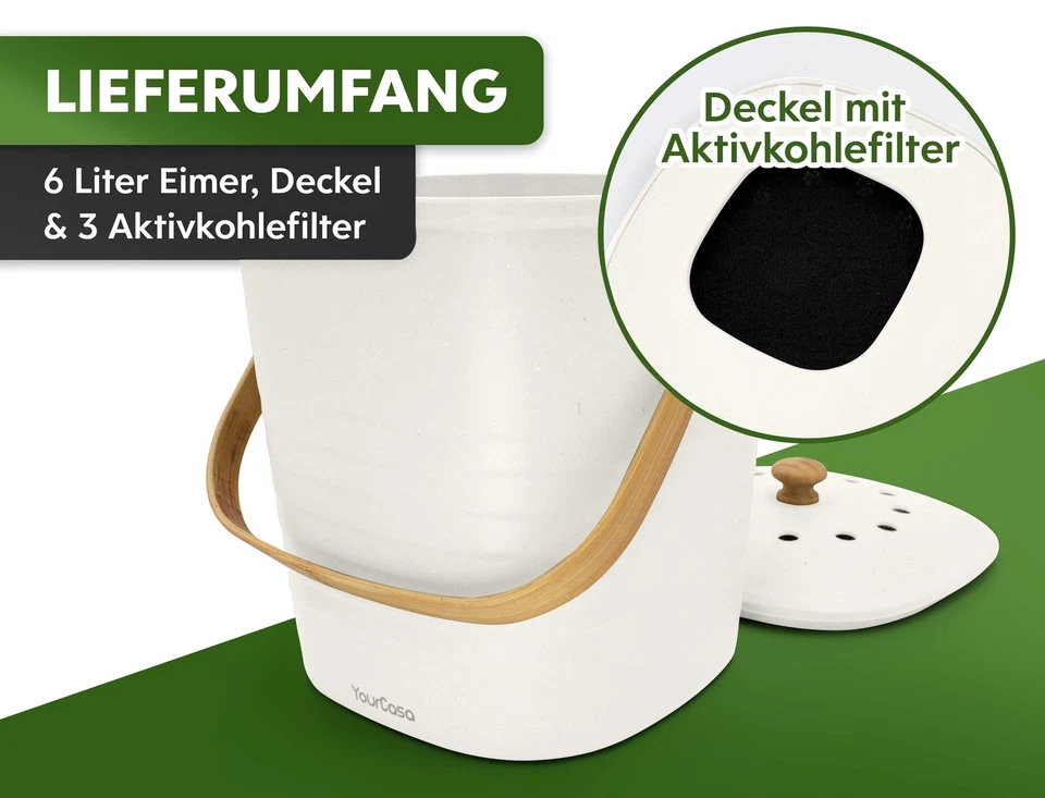 YourCasa® Komposteimer - Biomülleimer Küche - nachhaltiger Bio Mülleimer - Bild 3 von 4