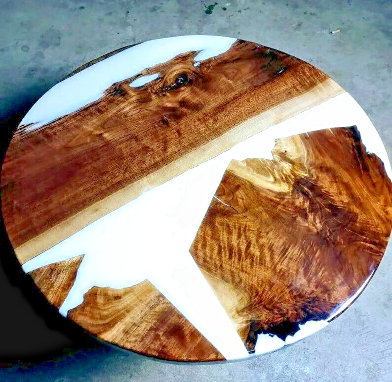 Natural Acacia Wood Round Epoxy Table Top for Home Office Decor Gift-image