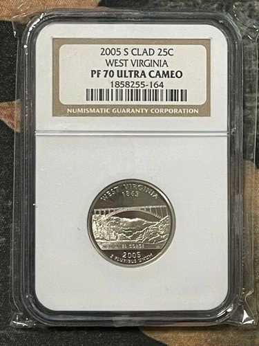 2005 S CLAD WEST VIRGINIA 25C NGC Grade PF 70 ULTRA CAMEO 1858255-164