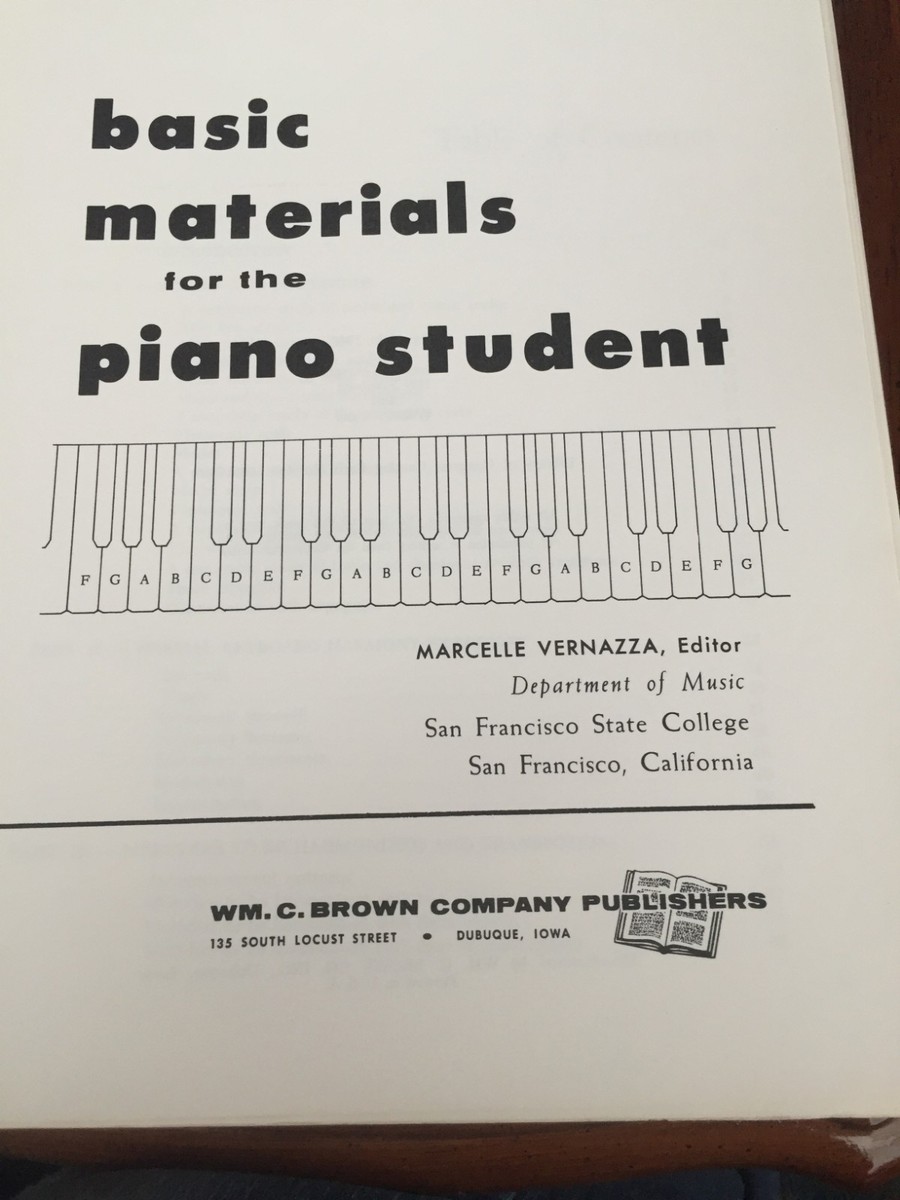 Basic Materials ForThe Piano Student Vernazza 1963 Spiral Bound | eBay