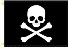 3X5 JOLLY ROGER PIRATE STACK JAW SKULL AND BONES FLAG BANNER 100D