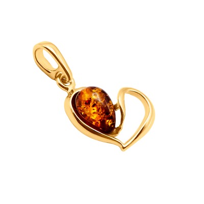 14k reines massives Gelbgold Honig baltischer Bernstein kleines Herz schöner Charm Anhänger