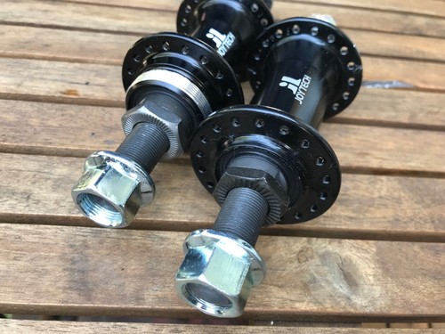 New Joytech Front Rear Hub Set 14mm 36h Flip Flop Black Retro BMX NOS - Picture 2 of 2