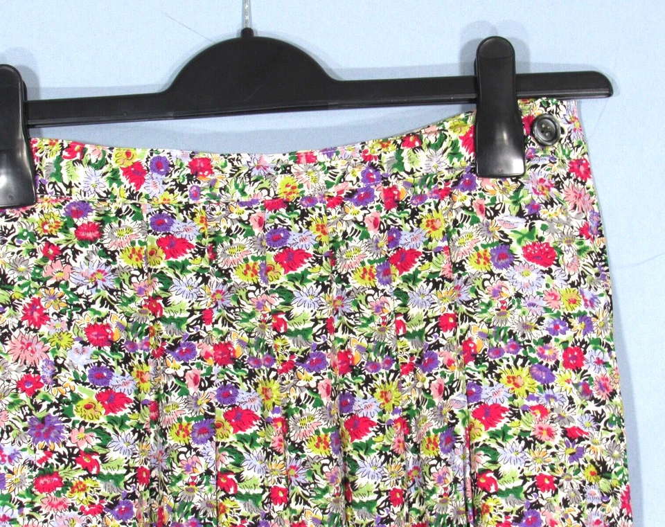 DE COLECCIÓN LIZ CLAIBORNE Colorida FLORAL RAYÓN SARGA BOLSILLOS PLISADO LÍNEA A FALDA 4P Foto 2 de 4