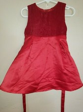 THE CHILDRENS PLACE CHRISTMAS all red DRESS FANCY size 24 month VELVET TOP ties