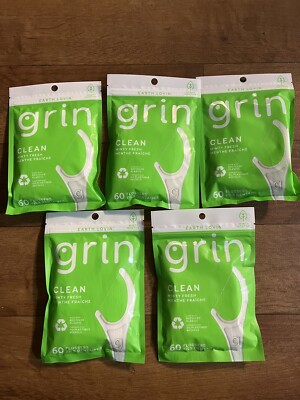 300 Ct. Grin Fine Tight Teeth Mint Dental Flossers Oral Floss Toothpicks 60/bag