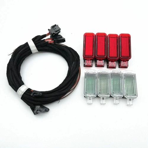 8pc Red LED Door Puddle Warning Courtesy Lights For Audi A3 A4 A6 A7 A8 Q5 Q7 Q8 - Bild 2 von 11