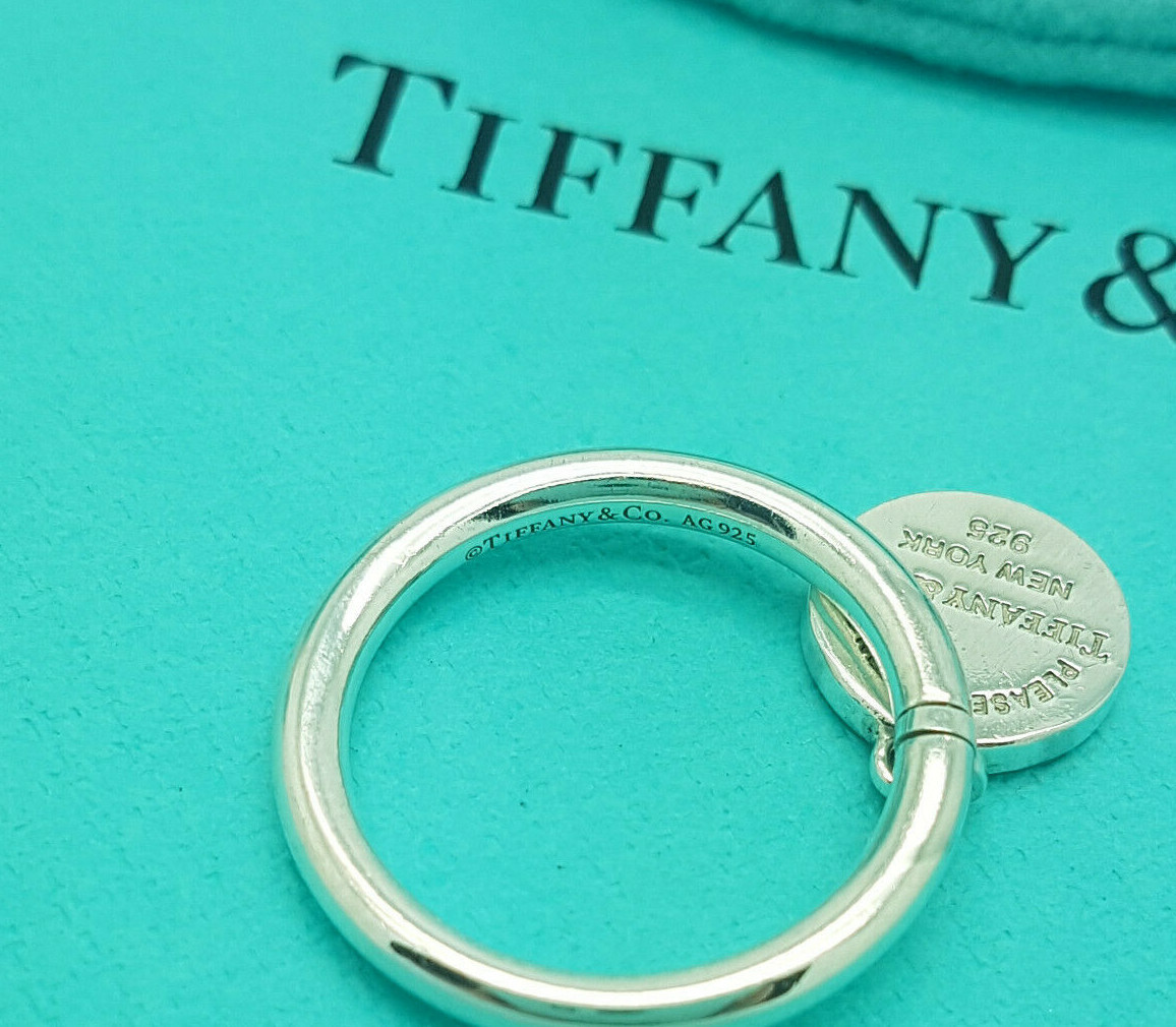 Return to Tiffany & Co. Sterling Silver Round Tag Ring O 1/2 UK, 7.25 US, 56 EU eBay