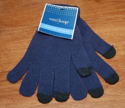West Loop Blue Texting Gloves One Size Acrylic Blend Touchscreen Winter NWT