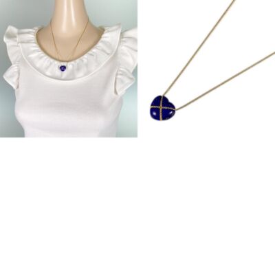 TIFFANY&Co. YG750 lapis lazuli Necklace Heart Yellow Gold Blue