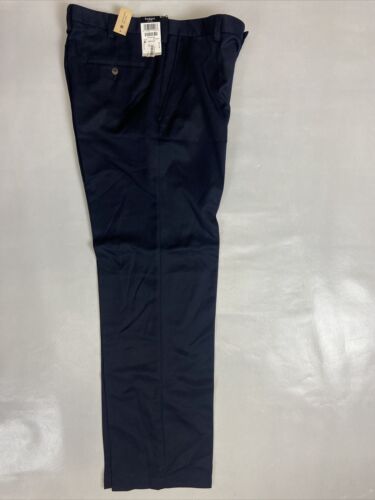 Pantaloni abito Haggar da uomo 34x32 blu navy comfort vita vestibilità classica - Foto 1 di 3