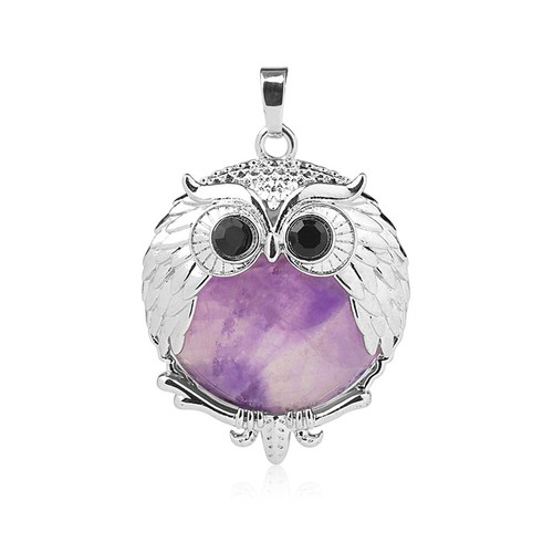 Piedra preciosa natural cuarzo cristal búhos colgante mujer collar joyería - Imagen 35 de 35
